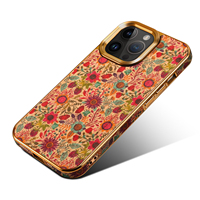 Étui de téléphone Denior Cork à imprimé floral avec cadre électro-plaqué, compatible avec la charge magnétique pour iPhone 15/14/13/12 Series