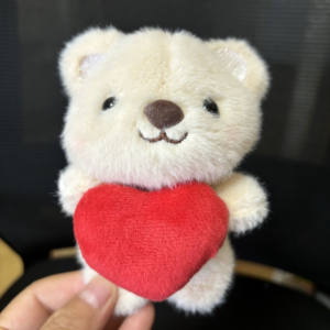 Boneka beruang Teddy berdiri 13cm dengan hati merah cinta Valentine gantungan kunci mewah gantungan kunci mainan mewah gantungan kunci Mini mewah - Product Image 3