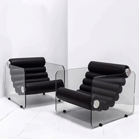 Mobilier moderne de salon chaise de canapé transparente en acrylique fauteuil de loisirs simple fauteuil d'hôtel fauteuil inclinable en cuir