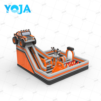 Château gonflable géant en PVC Monster Truck avec toboggan et parcours d'obstacles 10x10m 740lbs Certifié CE Attraction de parc d'attractions YOJA