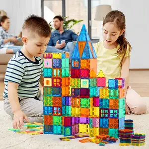 100 조각 아기 세트 3D 마그네틱 타일 빌딩 블록 다른 모양과 함께 STEAM 장난감 세트