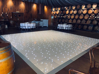 Piste de danse LED portable en acrylique étoilée noire et blanche de 16x16 pieds pour mariage et discothèque