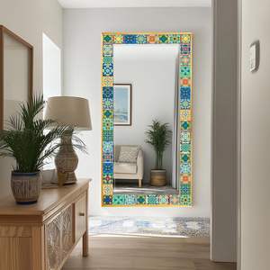Espejo de mosaico de cristal <span class=keywords><strong>Talavera</strong></span> mexicano vintage personalizado para entrada, baño y sala de estar, pedido mínimo impreso, 1 pieza - Product Image 4