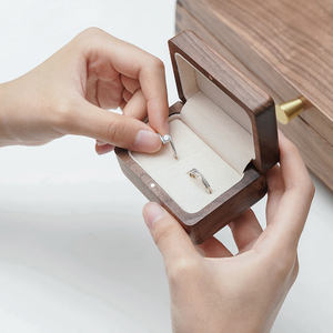 WanuoCraft изготовленный на заказ Вишневый Деревянный аксессуар с двойным кольцом деревянная коробка для свадебной церемонии с двумя кольцами Чехол для свадьбы и церемонии - Product Image 6