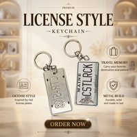 Porte-clés en gros tendance vintage 3*6cm en aluminium pour plaque d'immatriculation de voiture, cadeau promotionnel