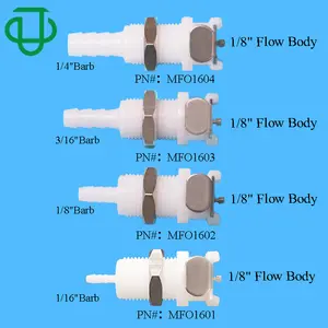 Medical 1/4" Barbed Non-Valved Tube Fitting Open Flow In-Line Coupling Female Body 6mm Barb Hose Quick Disconnect Connector