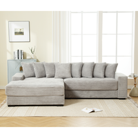 Canapé modulaire surdimensionné en forme de L, moderne, en velours côtelé, avec chaise longue gauche, accoudoirs, huit coussins décoratifs, canapé d'angle