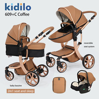 Poussette pour bébé Kidilo en alliage d'aluminium, inclinable bidirectionnelle, landau pour nouveau-né, multifonctionnelle, poussette pour enfants à vue dégagée