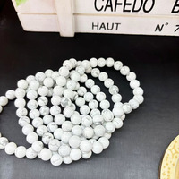 Bracelet en perles de pierre Howlite Turquoise blanche ronde naturelle en gros Bracelets de yoga de guérison d'énergie de chakra pour femmes
