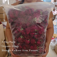 Roses biologiques lyophilisées 5A Shangri-La, fleurs rouges magnifiques du Yunnan, thé de beauté aux fleurs entières, en vrac, riches en antioxydants
