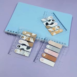 Étiquettes de classement transparentes en forme de patte de chat de dessin animé, fournitures de bureau fluorescentes pour blocs-notes, rentrée scolaire - Product Image 1