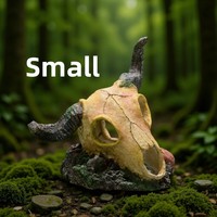 Tête de crâne en résine pour reptiles, cachette transfrontalière pour aquarium et terrarium