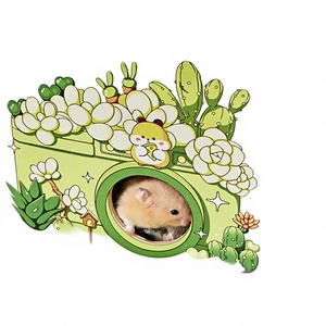 Série <span class=keywords><strong>Hamster</strong></span> Peeping : Niche en plastique de dessin animé, jouet décoratif mignon pour hamsters et hamsters nains, idéal pour se cacher - Product Image 2