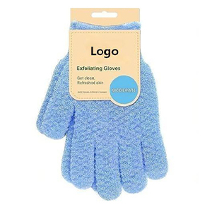 Guantes de Baño Exfoliantes Personalizados al por Mayor, Nuevos, de Doble Cara, con Cinco Dedos, Forma Ovalada, de Poliéster y Nailon, Diseño Simple, para Uso Corporal - Product Image 2