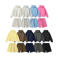 Sweat-shirts à capuche en coton épais et molletonné, coupe oversize, personnalisables avec logo, ensemble sweat-shirt et short pour homme