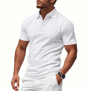 Polo da uomo estiva di tendenza, tinta unita, con risvolto e bottoni, nuova, traspirante, ad asciugatura rapida, a maniche corte, alla moda e casual. - Product Image 5