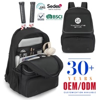Sac à dos de tennis léger personnalisé 420D imperméable avec double compartiment pour raquettes et compartiments ventilés pour chaussures, idéal pour le badminton et le pickleball