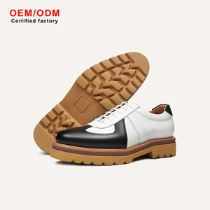 Chaussures habillées Oxford OEM pour hommes, blanches et grises, à bout pointu, avec lacets, autres empeignes, semelle extérieure en caoutchouc, respirantes, imperméables, pour l'automne - Product Image 2
