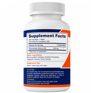 Comprimés de supplément blanchissant à la vitamine B3 Niacinamide, végétaliens, sans produits laitiers, certifiés Halal, personnalisés OEM, de qualité supérieure, 240 comprimés/flacon, GMP - Product Image 6