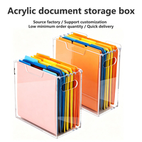 Organizador de Archivos Transparente para Escritorio, Diseño de Asa Personalizable, Caja de Almacenamiento de Documentos y Papel Acrílica, Éxito de Ventas Transfronterizo