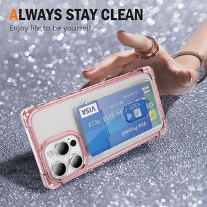 Étui de téléphone portefeuille <span class=keywords><strong>avec</strong></span> fente pour carte <span class=keywords><strong>transparente</strong></span>, <span class=keywords><strong>coque</strong></span> antichoc pour <span class=keywords><strong>iPhone</strong></span> 15 Pro 14 Plus 13 12 Mini <span class=keywords><strong>11</strong></span> Pro Max 16 E 17Air 8 XR XS - Product Image 3