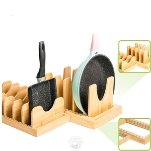 Organisateur de <span class=keywords><strong>casseroles</strong></span> et de poêles extensible en bambou sous l'armoire support de couvercles de <span class=keywords><strong>casseroles</strong></span> réglables - Product Image 5