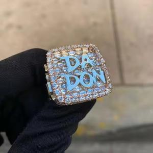 Bague de mariage Hip Hop pleine glace cultivée en laboratoire VVS Moissanite IGI certifiée lunette de mariage cadeau de créateurs de tendances - Product Image 1