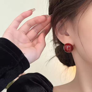 Pendientes Geométricos con Efecto de Goteo de Aceite, Estilo Hueco, Bola Redonda, Chapados en Oro de 18K, Aleación de Latón y Cobre - Product Image 4