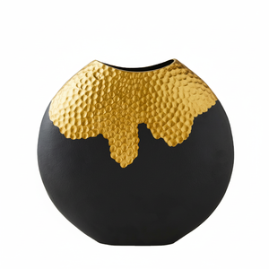 Jarrón Decorativo de Metal en Color Dorado y Negro, Vajilla, Jarrón Navideño para Decoración del Hogar y la Oficina - Product Image 1