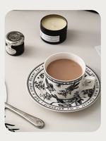 Tasse à café rétro à motif floral d'été - Ensemble tasse et soucoupe en céramique de haute qualité, idéal comme coffret cadeau