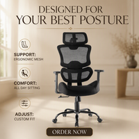 Chaise de bureau de direction moderne de luxe haut de gamme avec design en tissu maillé, caractéristiques ergonomiques professionnelles et accoudoirs réglables