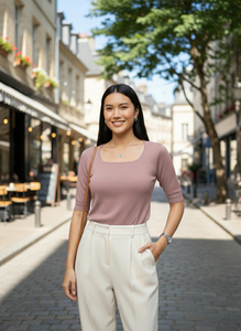 Tops de Punto Delgados de Verano para Mujer, Tejido Elástico Suave y Cómodo, Diseño Ligero y Transpirable para Uso Diario - Product Image 4