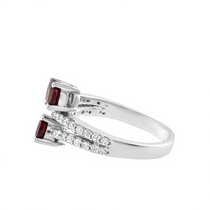 Bague en argent sterling 925 avec rubis et diamant, sertissage à griffes, coupe ovale, bague classique pour femme avec pierre précieuse - Product Image 3