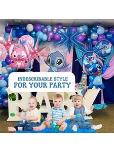10 Uds dibujos animados <span class=keywords><strong>Lilo</strong></span> & <span class=keywords><strong>Stitch</strong></span>-<span class=keywords><strong>Stitch</strong></span> tema globo de película de aluminio decoración de fiesta de <span class=keywords><strong>cumpleaños</strong></span> juego de globos de película de aluminio - Product Image 2