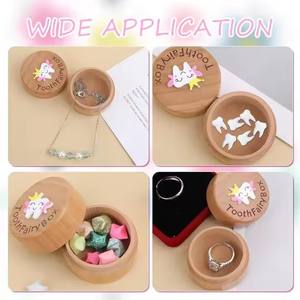 Wholesale Handmade Custom Fairy Organizer Classic Carved Wooden Milk Tooth Box for <b>Baby</b> Boys Girls Personalized Keepsake <b>Storage</b> - Product Image 5