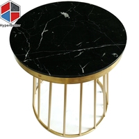 Table basse ronde en marbre brun antique pour salon, fabriquée à la main