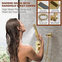 Ensemble de robinetterie de douche murale moderne avec mitigeur en céramique, pommeau de douche pluie de 10 pouces, douchette à main et kit de finition avec tuyau de 59 pouces pour usage hôtelier