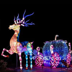 Christmas Lighting Decoration Iron Cinderella's Coach Stage Backdrop Pumpkin Carriage For Garden Wedding Decorations
