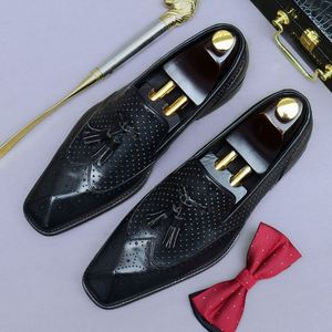 Zapatos de Vestir de Verano para Hombre, Hechos a Mano, de Cuero Genuino, con Punta Puntiaguda, con Borlas, Transpirables, Antideslizantes - Product Image 4