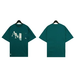 T-shirts à col rond imprimés avec motif de lettres, de haute qualité, 100% coton, de la marque Amirys, pour hommes et femmes - Product Image 1