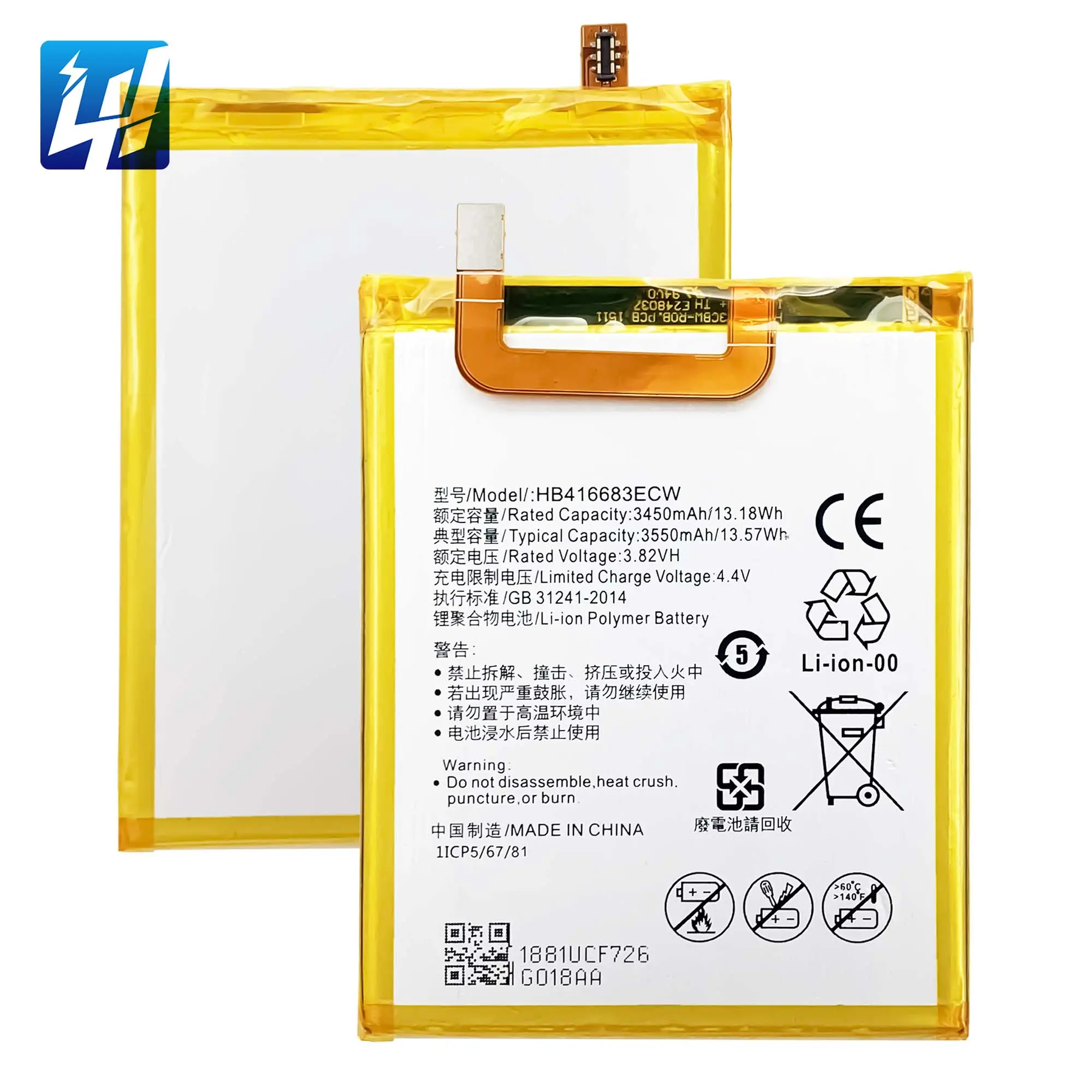 Dcthuawei HB416683ECW Huawei Google Ascend Nexus 6P H1511 H1512 için 3550mAh polymer cep telefonu pil