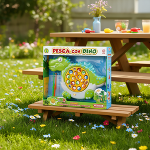 Jeu de pêche Pesca Con Dino 34x37x5 cm avec 2 cannes et 16 poissons pour enfants de 3 ans et plus - Product Image 1