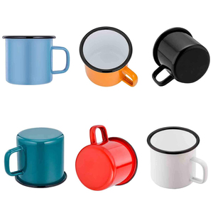 Tasses à bière <span class=keywords><strong>en</strong></span> <span class=keywords><strong>acier</strong></span> portable 350ml imprimées sur mesure Poignée de conception enduite mignonne Promotion de tasses de camping <span class=keywords><strong>en</strong></span> émail métallique de qualité alimentaire réutilisables - Product Image 3