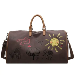 Bolsa de gimnasio de lona de gran capacidad Unisex para Fitness, bandolera de hombro con cremallera para <span class=keywords><strong>viajes</strong></span> de corta distancia, empresa de letras al aire libre - Product Image 3