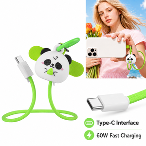 สายชาร์จเร็ว 60W ลายแพนด้าจีนน่ารัก สายคล้องข้อมือ พกพาสะดวก สำหรับแล็ปท็อป โทรศัพท์มือถือ สายชาร์จเร็วแบบ Type C สำหรับการเดินทาง - Product Image 1
