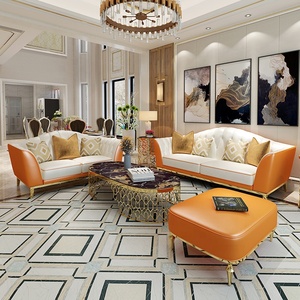 Estilo europeo moderno sofá italiano de diseños de lujo sofás de cuero, muebles de la sala para casa Hotel restaurante sofá - Product Image 6