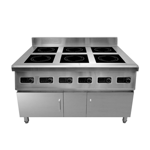 Cuisinière à induction commerciale à six brûleurs en acier inoxydable avec armoire de rangement, plaque de cuisson rapide et gain de temps, commande tactile, pour hotpot AM-TCD602C - Product Image 1