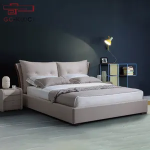 Tecido Tecnologia estrutura de aço design moderno estilo simples duplo cama estofada com armazenamento