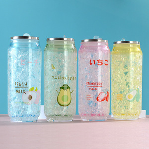 Zhen Ai Ice Crushed Can Water Bottle 500Ml Bpa Free Double Layer Plastic Drinkware For Travel And Gift - Product Image 2