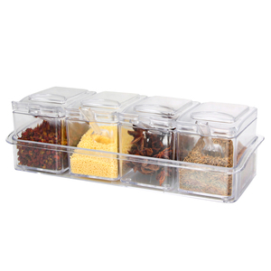 Caja acrílica para <span class=keywords><strong>condimentos</strong></span>, contenedor de especias con <span class=keywords><strong>estante</strong></span> para cocina casera y restaurante, gran oferta, barato - Product Image 6